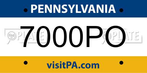 7000PO Pennsylvania License Plate
