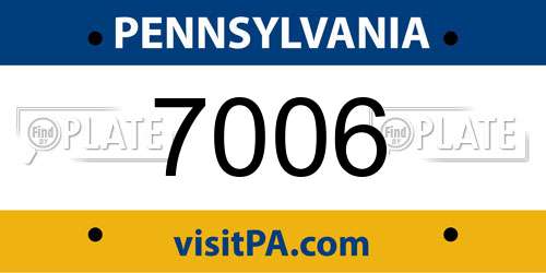7006 Pennsylvania License Plate