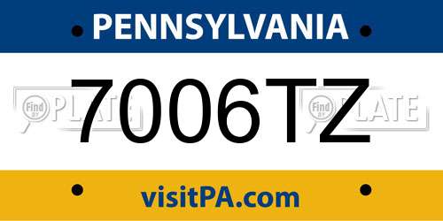 7006TZ Pennsylvania License Plate