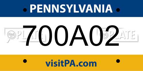 700A02 Pennsylvania License Plate