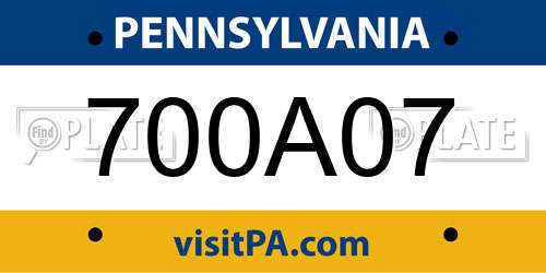 700A07 Pennsylvania License Plate