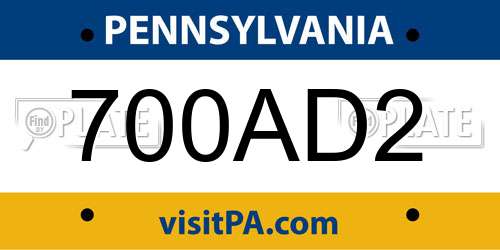700AD2 Pennsylvania License Plate