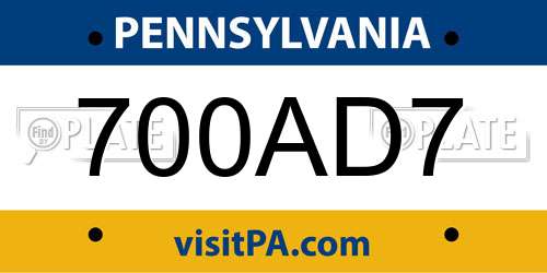 700AD7 Pennsylvania License Plate
