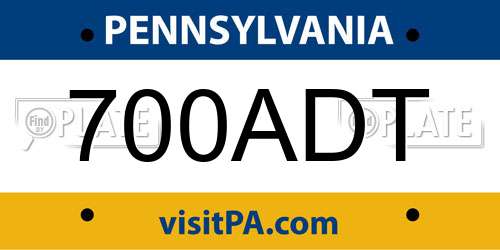 700ADT Pennsylvania License Plate