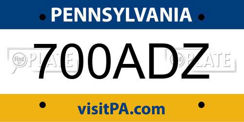 700ADZ Pennsylvania License Plate