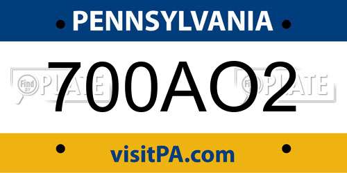 700AO2 Pennsylvania License Plate