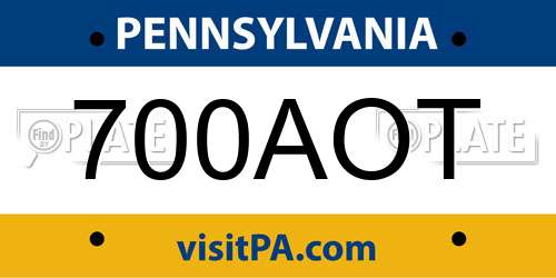 700AOT Pennsylvania License Plate