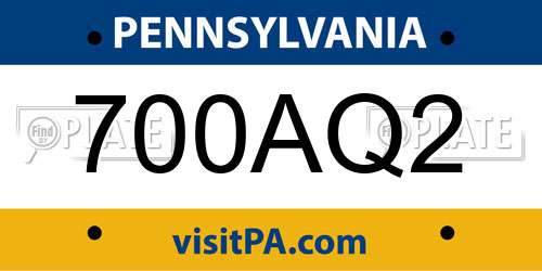 700AQ2 Pennsylvania License Plate