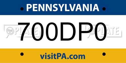 700DP0 Pennsylvania License Plate