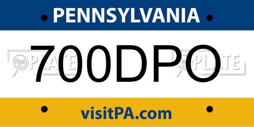 700DPO Pennsylvania License Plate