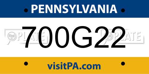 700G22 Pennsylvania License Plate