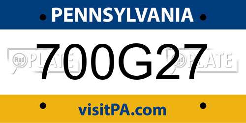 700G27 Pennsylvania License Plate