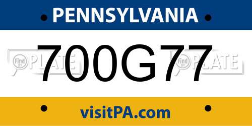700G77 Pennsylvania License Plate
