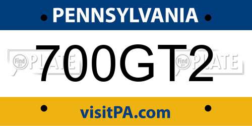 700GT2 Pennsylvania License Plate