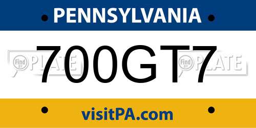 700GT7 Pennsylvania License Plate