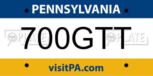 700GTT Pennsylvania License Plate