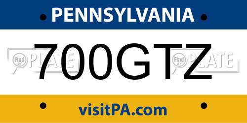 700GTZ Pennsylvania License Plate