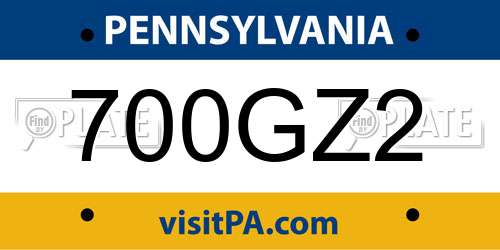 700GZ2 Pennsylvania License Plate