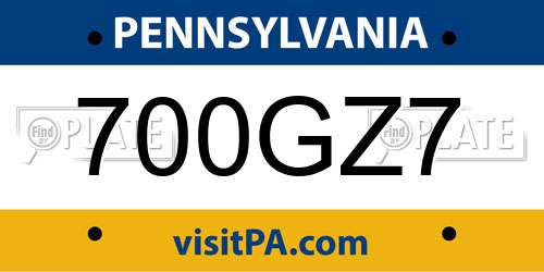 700GZ7 Pennsylvania License Plate