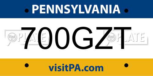 700GZT Pennsylvania License Plate