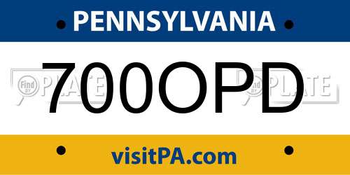 700OPD Pennsylvania License Plate