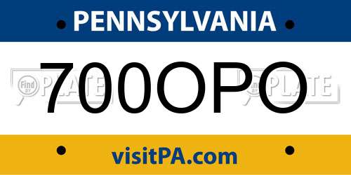 700OPO Pennsylvania License Plate