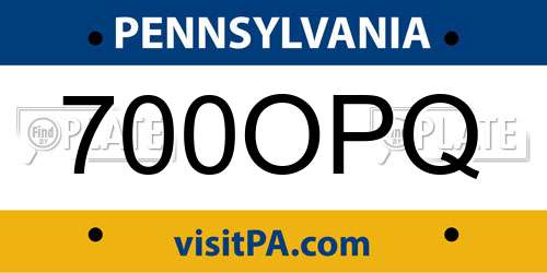 700OPQ Pennsylvania License Plate