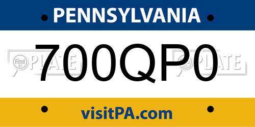 700QP0 Pennsylvania License Plate