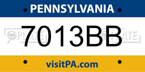 7013BB Pennsylvania License Plate