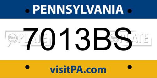 7013BS Pennsylvania License Plate