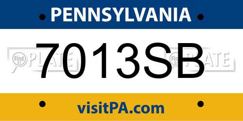 7013SB Pennsylvania License Plate