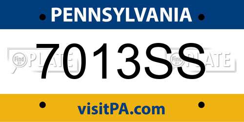 7013SS Pennsylvania License Plate
