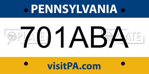 701ABA Pennsylvania License Plate
