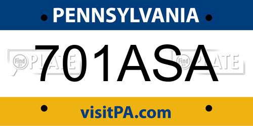 701ASA Pennsylvania License Plate