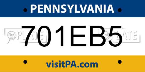 701EB5 Pennsylvania License Plate