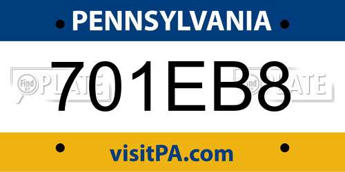 701EB8 Pennsylvania License Plate