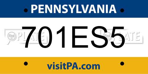 701ES5 Pennsylvania License Plate