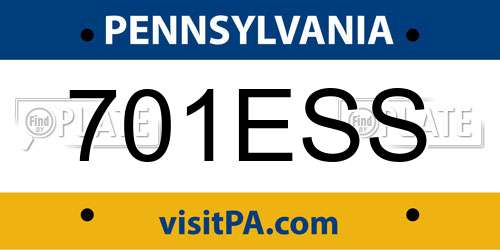 701ESS Pennsylvania License Plate
