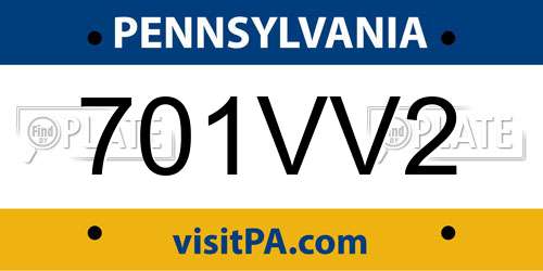 701VV2 Pennsylvania License Plate