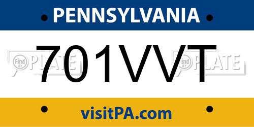 701VVT Pennsylvania License Plate
