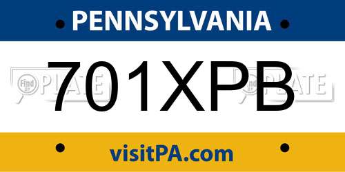 701XPB Pennsylvania License Plate
