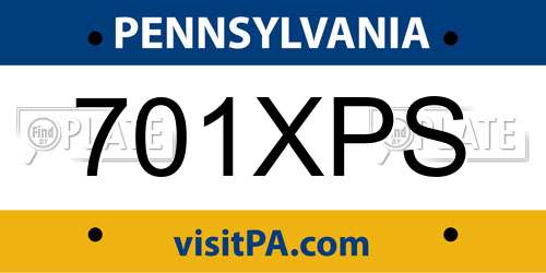 701XPS Pennsylvania License Plate