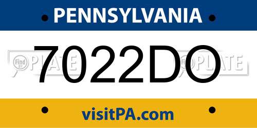 7022DO Pennsylvania License Plate
