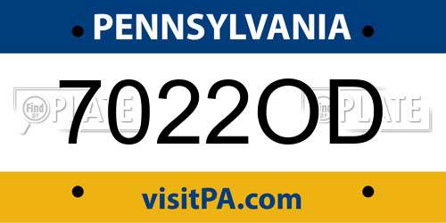 7022OD Pennsylvania License Plate