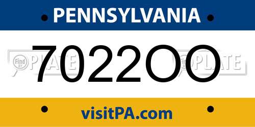 7022OO Pennsylvania License Plate