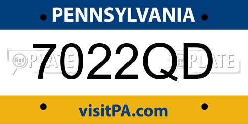 7022QD Pennsylvania License Plate