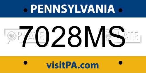 7028MS Pennsylvania License Plate