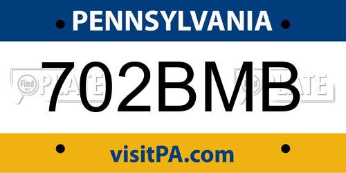 702BMB Pennsylvania License Plate
