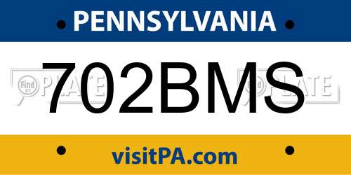 702BMS Pennsylvania License Plate