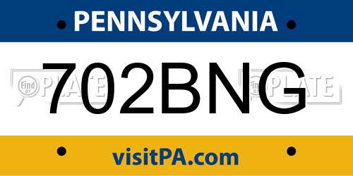 702BNG Pennsylvania License Plate